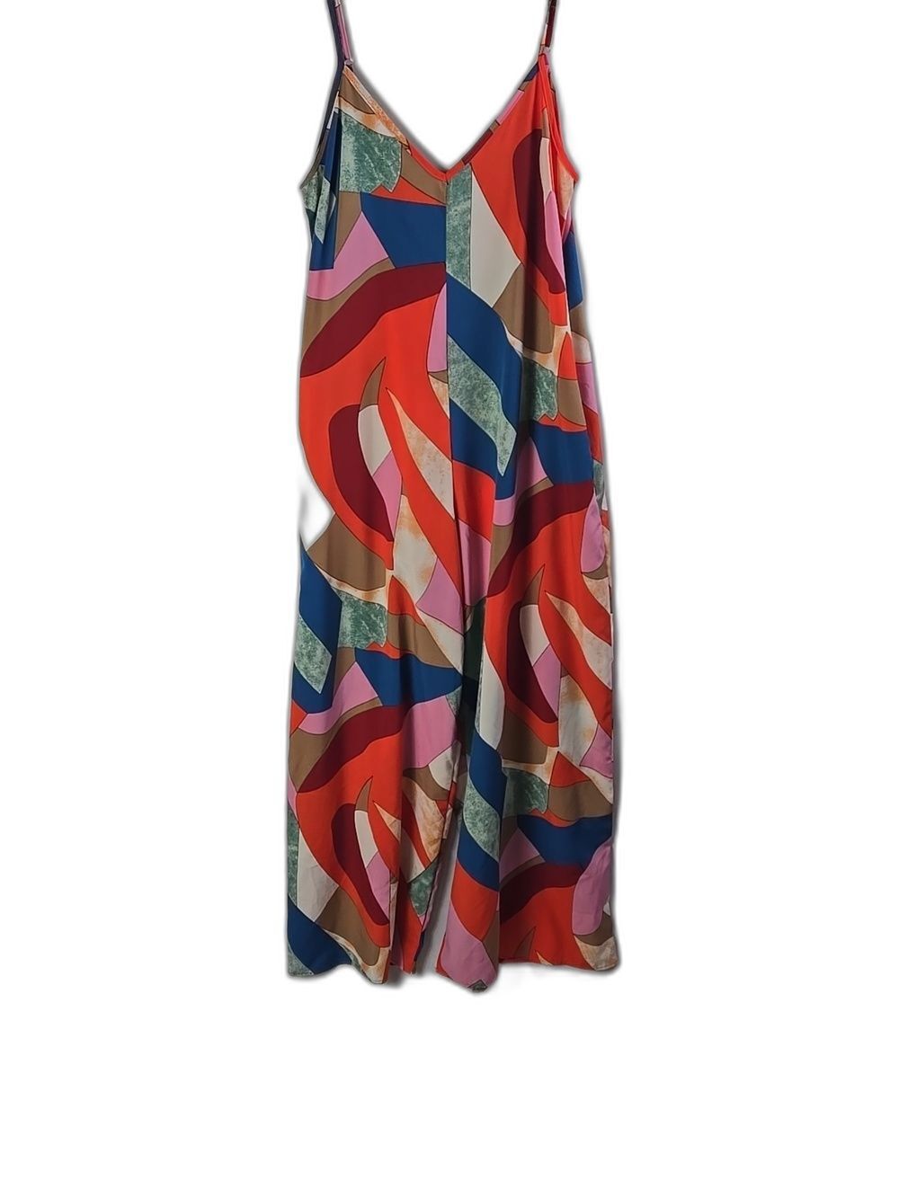 LUUKSE‎ Colorblock V-Neck Wide-Leg Jumper Sz S Multicolor Artsy Boho